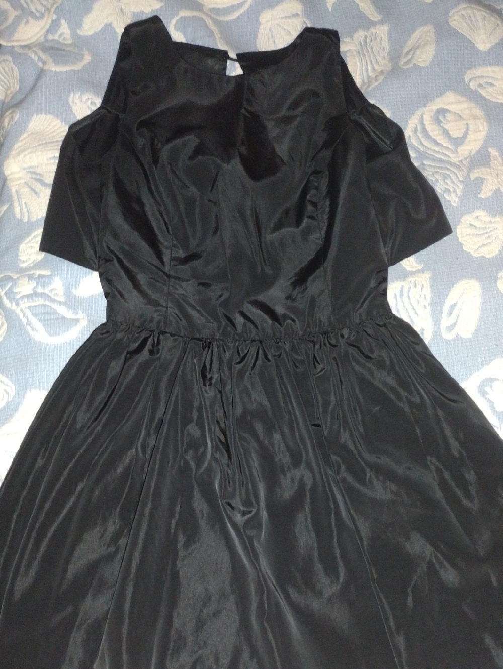 Zara Black Cold-Shoulder Satin Midi Dress